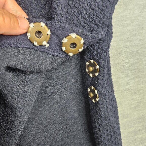 Deletta Anthropologie Sz L Side Snap Button Textured Knit Boxy Back Cutout Top - Picture 5 of 9